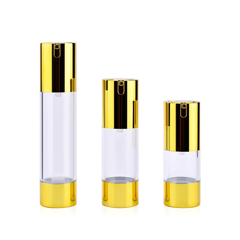 15ml 30ml 50ml Empty Gold Cosmetic Moisturizer Foundation Lotion Cream Serum Airless Pump Lotion Plastic Bottle