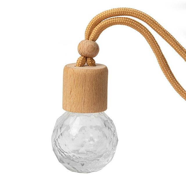 Wholesale Colorful Empty 8ml Diamond Shape Hanging Car Essential Oil Vehicle Pendant Fragrance Diffuser Glass Perfume Bottle