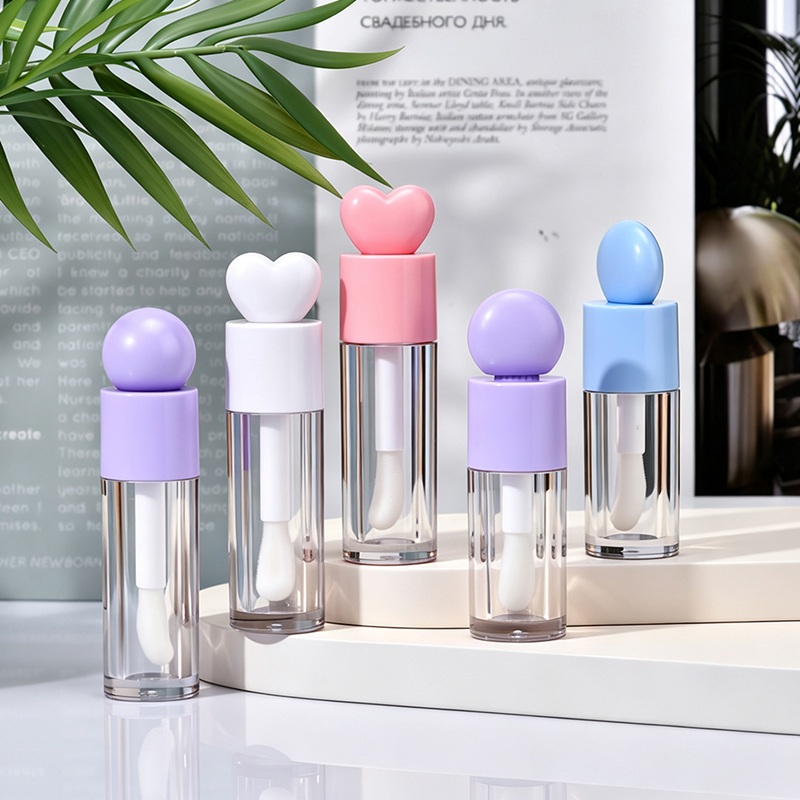 Love-Type Lip Gloss Tube Container Clear Cosmetic Empty Tube for Lipstick Blush Lipgloss Tube With Big Brush