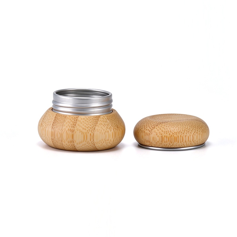 Natural Bamboo Aluminum Jars Round Wormwood Cream Sunscreen Solid Perfume case Box 5g Small Cosmetic Container Cream Jar