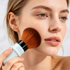 Portable Retractable Travel Makeup Powder Brush Tool Multi Color Marble Pattern Handle Brush for Foundation Blush
