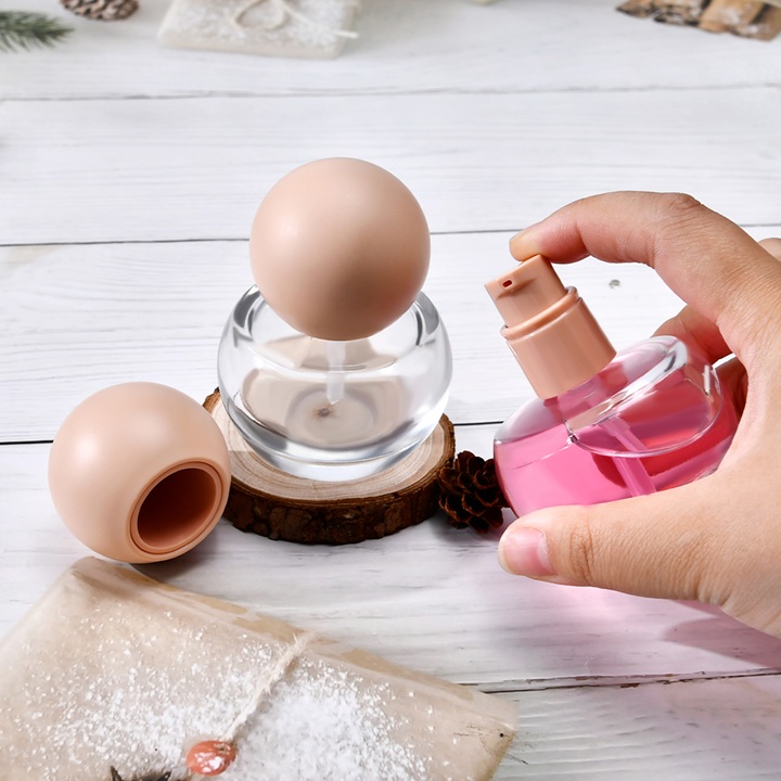 New 30ml Round Glass Foundation Bottle for Portable Energy Facial Moisturizer Eye Cream Lotion Container Cosmetic Packaging