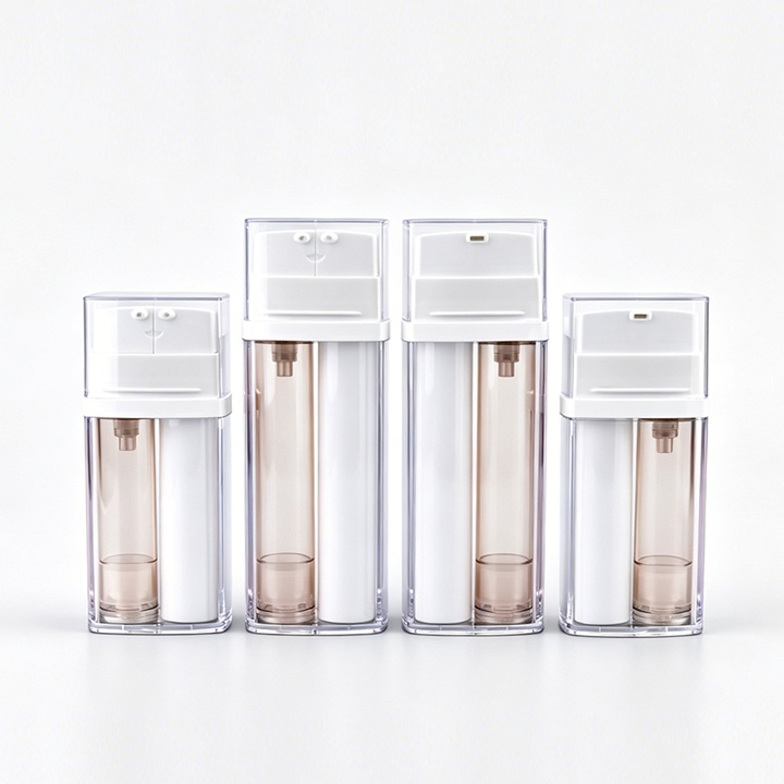 Hot Sale Empty Double Tube 2 in 1 Dual Chamber Face Cream Eye Cream Serum Plastic Cosmetic Airless Lotion Pump Bottles