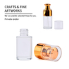 Glass Lotion Bottle 20ml 30ml Rose Gold Pump Spray Printed pp Cover Foundation Cosmetic Packaging Skin Care Products