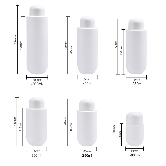 Empty 80ml 250ml 300ml 350ml 500ml PE Round Bottom Shampoo Hair Conditioner Body Wash Lotion Cream Bottle with Flip Top Cap