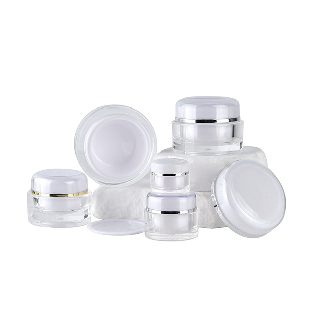 5g 15g 30g 50g Acrylic Cream Container Empty Clear Round Double Wall Plastic Eye Face Cream Jar Skincare Cosmetic Package