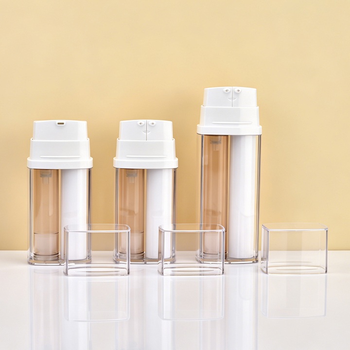 Hot Sale Empty Double Tube 2 in 1 Dual Chamber Face Cream Eye Cream Serum Plastic Cosmetic Airless Lotion Pump Bottles