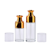 Glass Lotion Bottle 20ml 30ml Rose Gold Pump Spray Printed pp Cover Foundation Cosmetic Packaging Skin Care Products