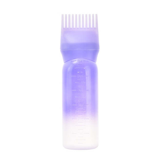 Wholesale Refillable 6oz Fancy Gradient Colors Root Comb Applicator Plastic Bottle With Scale Brush for Hair Dye Shampoo Oil