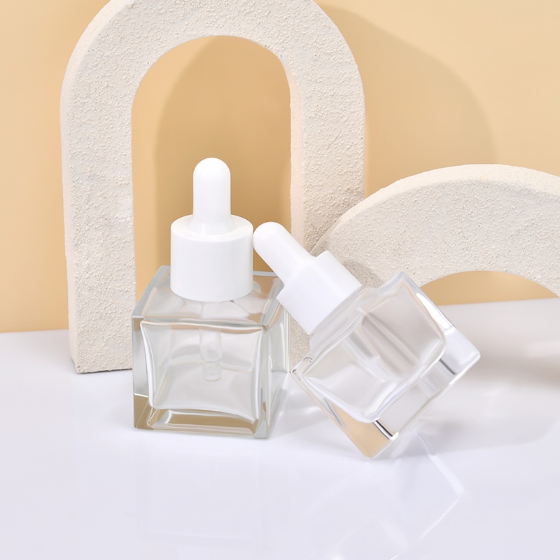 square glass pump bottle
