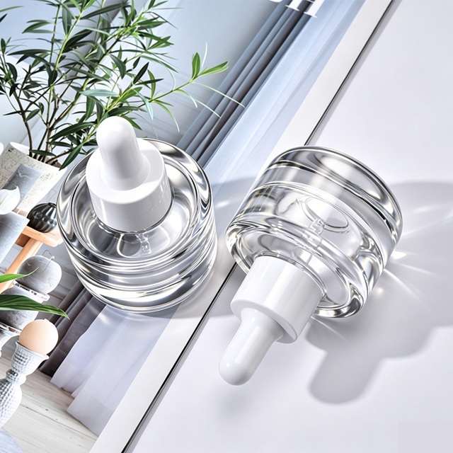 Clear Thick Bottom Glass Bottle with Rubber Dropper