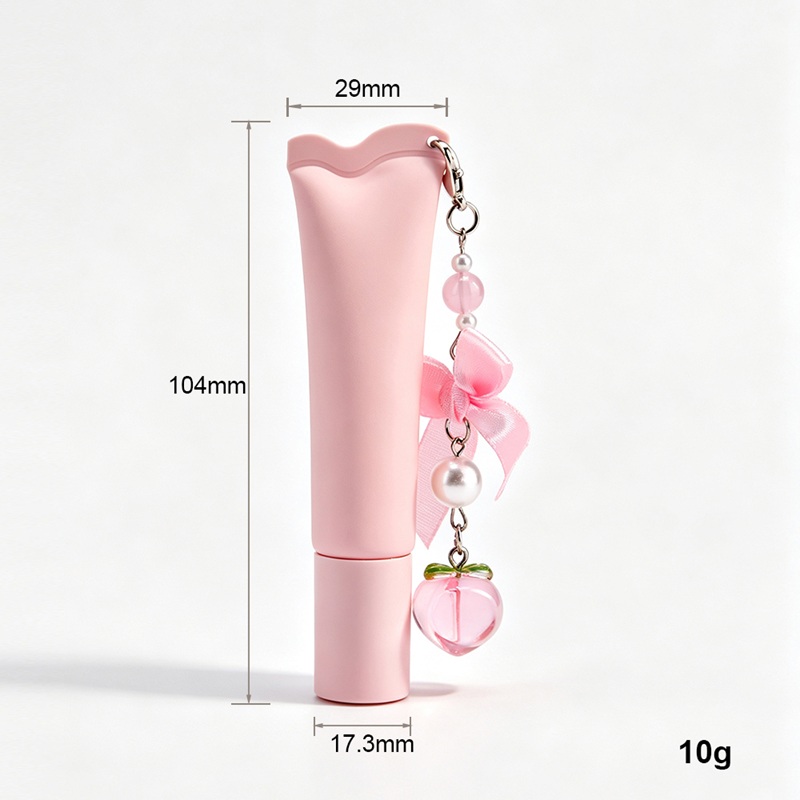 10ml Plastic PE Cosmetic Lip Gloss Lipstick Lipbalm Lip Scrub Squeeze Container Packaging Tube with Keychain