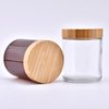 Empty 100ml 150ml 250ml 500ml Clear Amber Round Wax Container Glass Candle Jars With Bamboo Lid