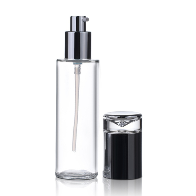 Cosmetic Packaging clear Glass Skin Care Lotion Serum Pump Bottles and Glass Cream Jar Containers