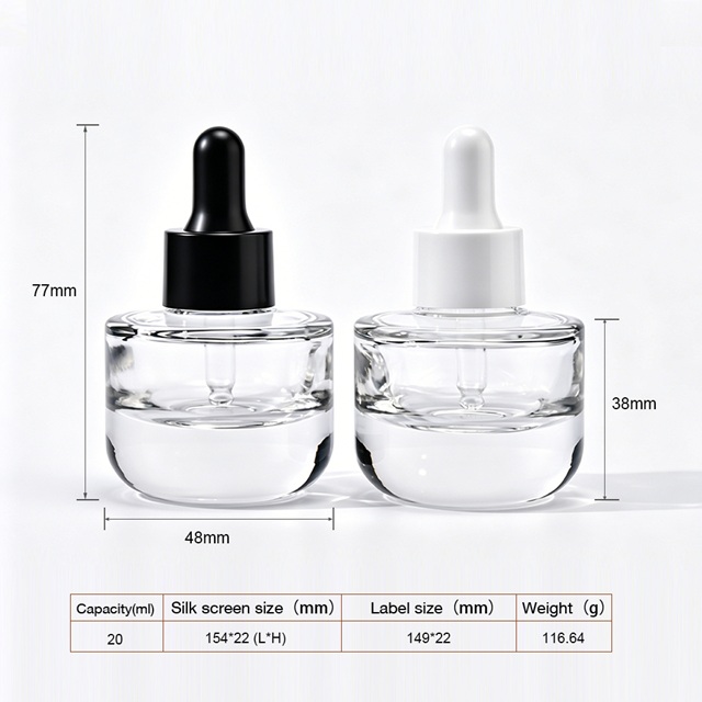 Clear Thick Bottom Glass Bottle with Rubber Dropper