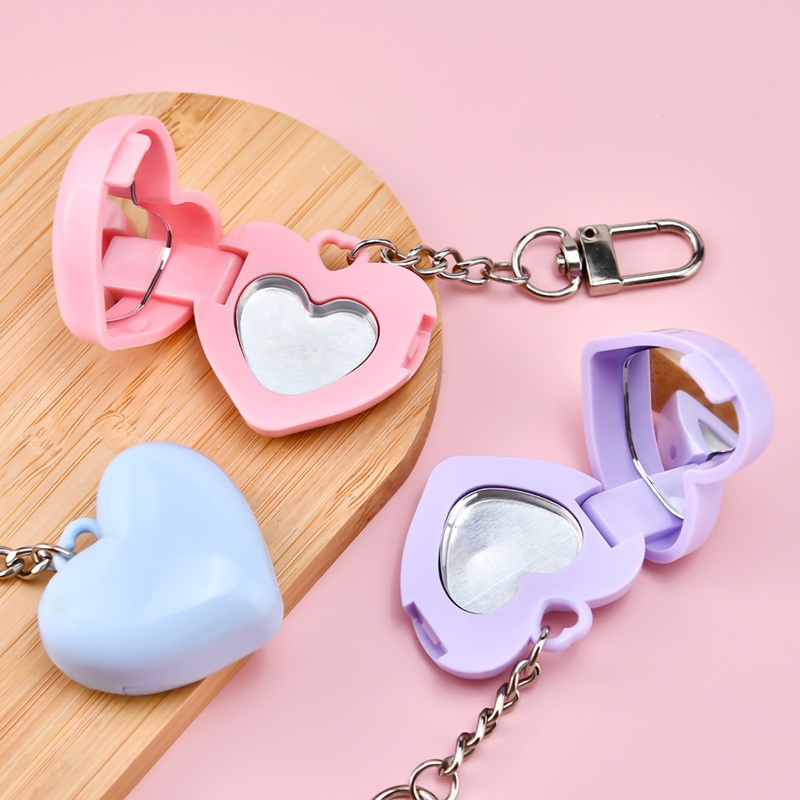 Lipstick Portable Travel case Heart Shape Blush Powder Portable Travel Case Jar Keychain with Mirror