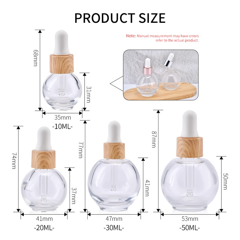 Popular 15ml 20ml 30ml aceite para el cabello aceite de aromaterapia aceite esencial suero botella cuentagotas de vidrio con tapa de rosa dorada y plateada