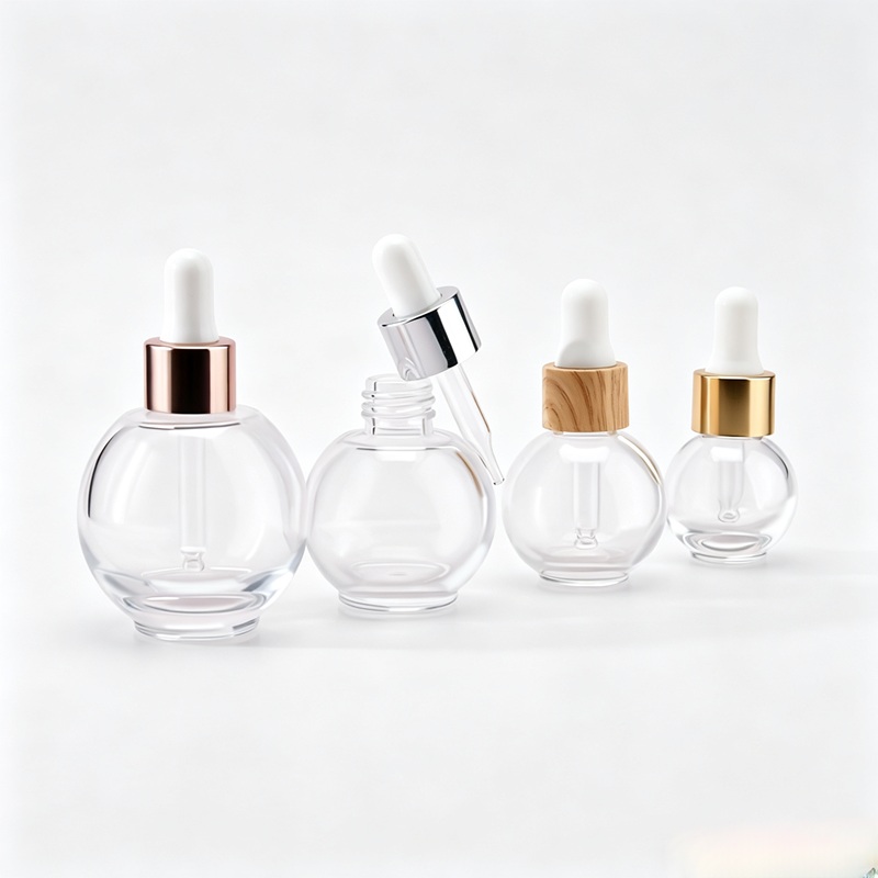 Popular 15ml 20ml 30ml Hair Oil Aromatherapy Oil Essential Oil Serum Glass Dropper Bottle With Gold Silver Rose Cap